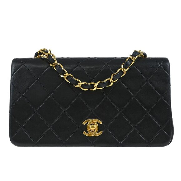 Chanel Black Lambskin Turnlock Mini Full Flap Shoulder Bag - Picture 1 of 16